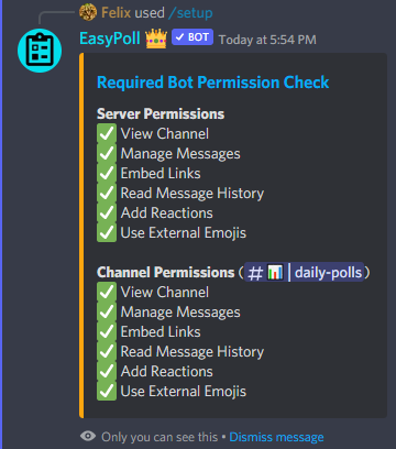 Check required bot permissions
